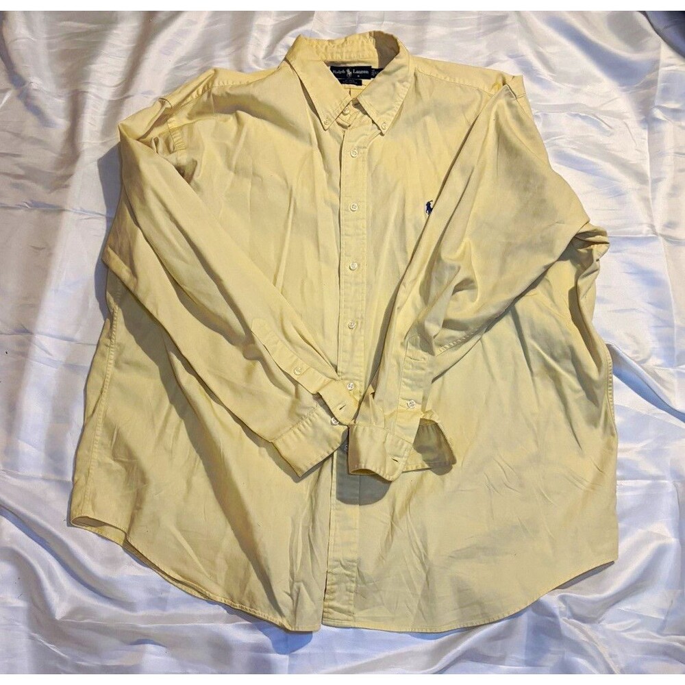 Vintage Polo Ralph Lauren Blake Shirt Mens XXL Yellow Cotton Button Down LS